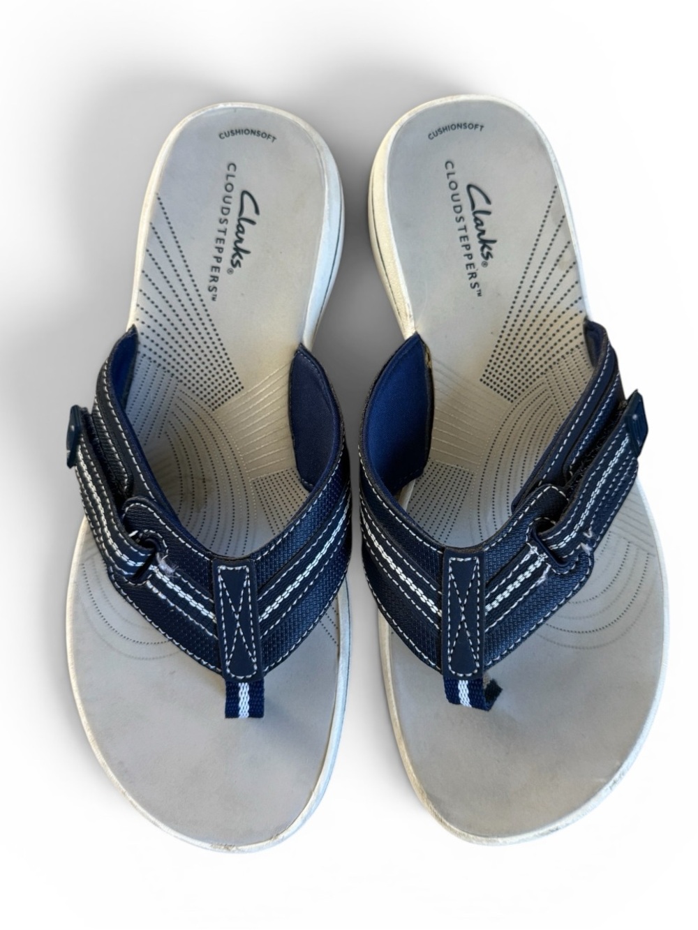 Clarks Cloudsteppers Navy Cushionsoft Flip Flops Beach Sandals Size 8
